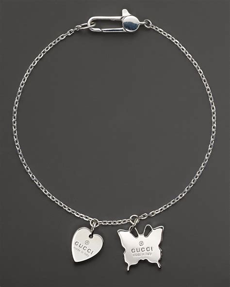 gucci heart and butterfly bracelet|gucci sterling silver charm bracelet.